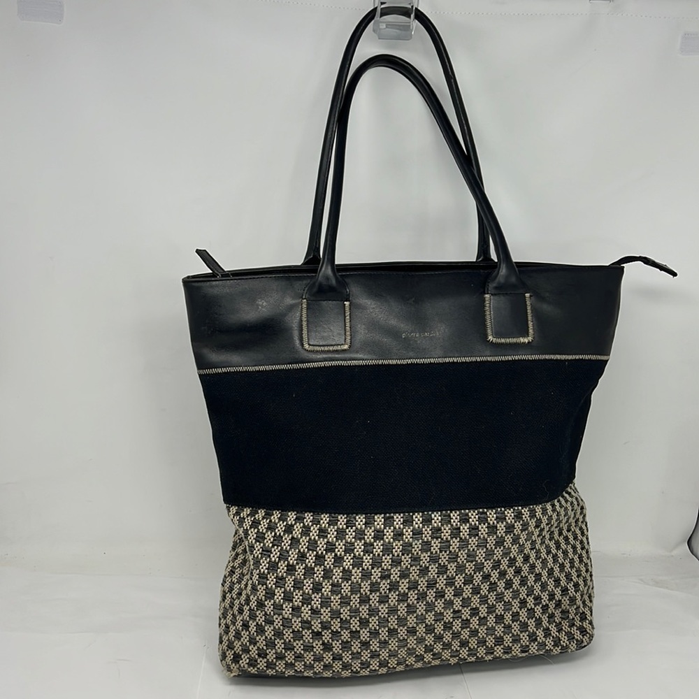 Pierre Cardin Canvas and Leather Shoulder Zip Top Tote Bag
